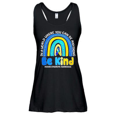 Be Kind Down Syndrome Awareness Rainbow Ladies Essential Flowy Tank