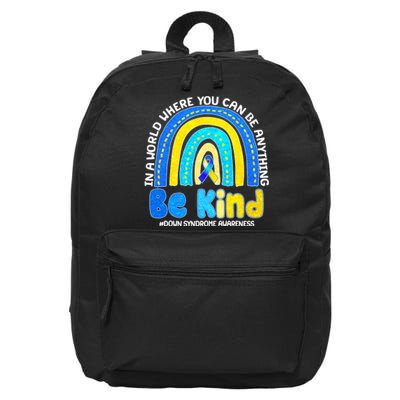 Be Kind Down Syndrome Awareness Rainbow 16 in Basic Backpack