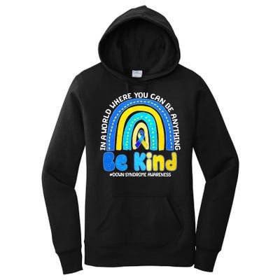 Be Kind Down Syndrome Awareness Rainbow Women's Pullover Hoodie