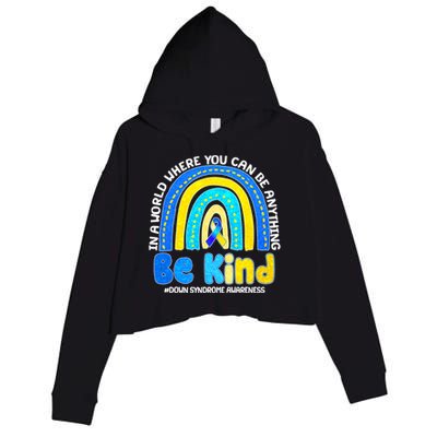 Be Kind Down Syndrome Awareness Rainbow Crop Fleece Hoodie