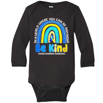 Be Kind Down Syndrome Awareness Rainbow Baby Long Sleeve Bodysuit