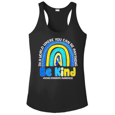 Be Kind Down Syndrome Awareness Rainbow Ladies PosiCharge Competitor Racerback Tank