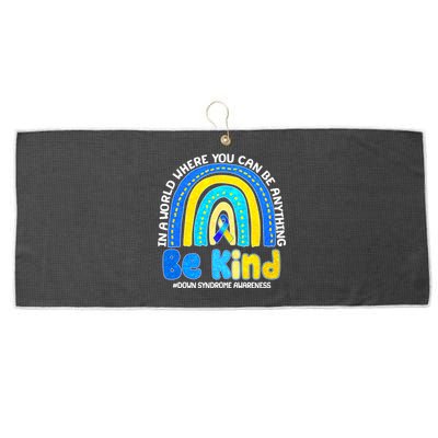 Be Kind Down Syndrome Awareness Rainbow Large Microfiber Waffle Golf Towel