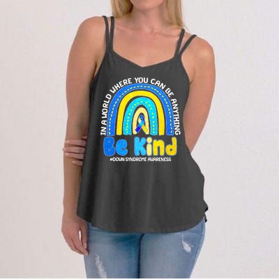 Be Kind Down Syndrome Awareness Rainbow Women's Strappy Tank