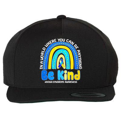 Be Kind Down Syndrome Awareness Rainbow Wool Snapback Cap