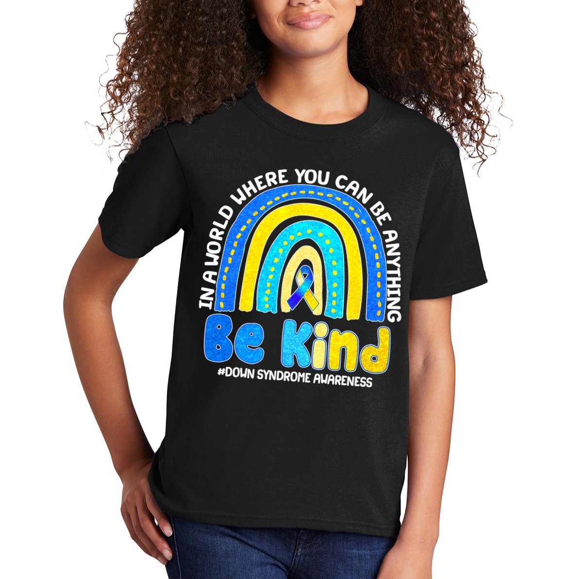 Be Kind Down Syndrome Awareness Rainbow Kids T-Shirt