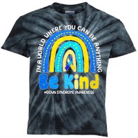 Be Kind Down Syndrome Awareness Rainbow Kids Tie-Dye T-Shirt