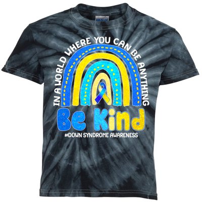 Be Kind Down Syndrome Awareness Rainbow Kids Tie-Dye T-Shirt