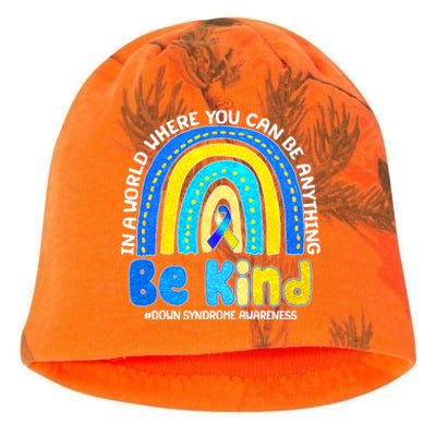 Be Kind Down Syndrome Awareness Rainbow Kati - Camo Knit Beanie