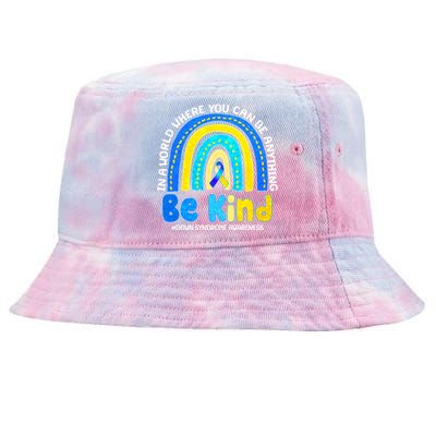 Be Kind Down Syndrome Awareness Rainbow Tie-Dyed Bucket Hat