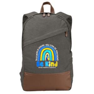 Be Kind Down Syndrome Awareness Rainbow Cotton Canvas Backpack