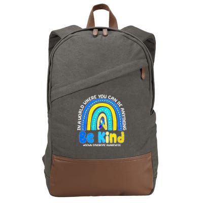 Be Kind Down Syndrome Awareness Rainbow Cotton Canvas Backpack