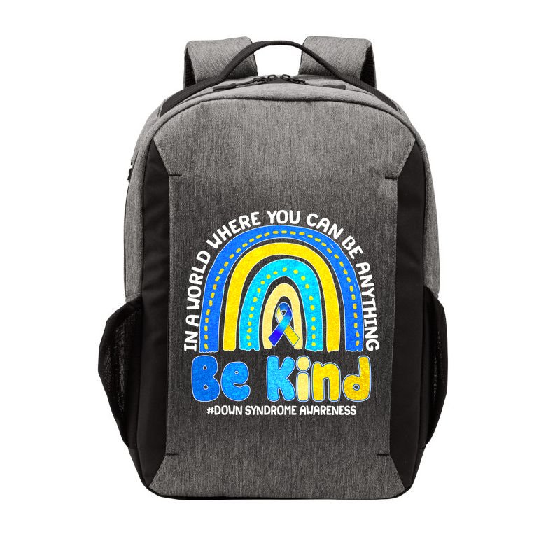 Be Kind Down Syndrome Awareness Rainbow Vector Backpack