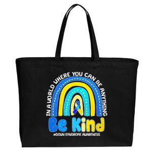 Be Kind Down Syndrome Awareness Rainbow Cotton Canvas Jumbo Tote