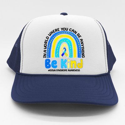 Be Kind Down Syndrome Awareness Rainbow Trucker Hat