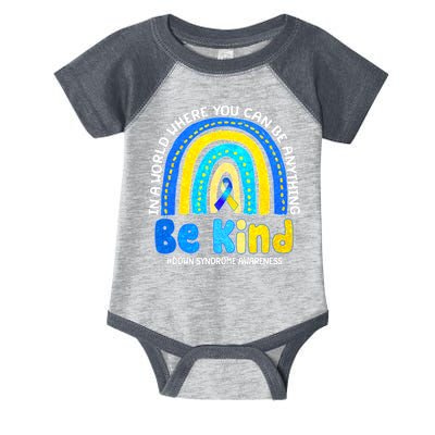 Be Kind Down Syndrome Awareness Rainbow Infant Baby Jersey Bodysuit