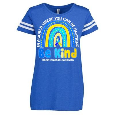 Be Kind Down Syndrome Awareness Rainbow Enza Ladies Jersey Football T-Shirt