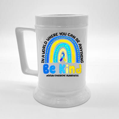 Be Kind Down Syndrome Awareness Rainbow Beer Stein