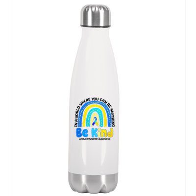 Be Kind Down Syndrome Awareness Rainbow Stainless Steel Insulated Water Bottle