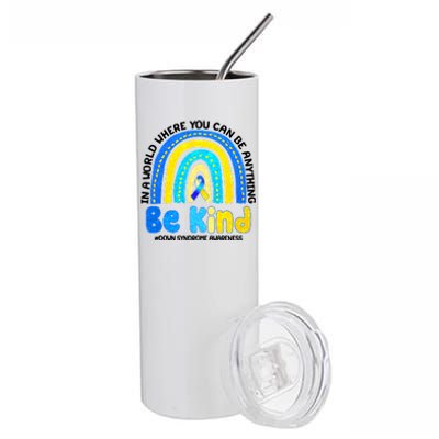 Be Kind Down Syndrome Awareness Rainbow Stainless Steel Tumbler