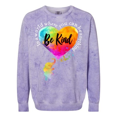 Be Kind Elephant Heart Colorblast Crewneck Sweatshirt