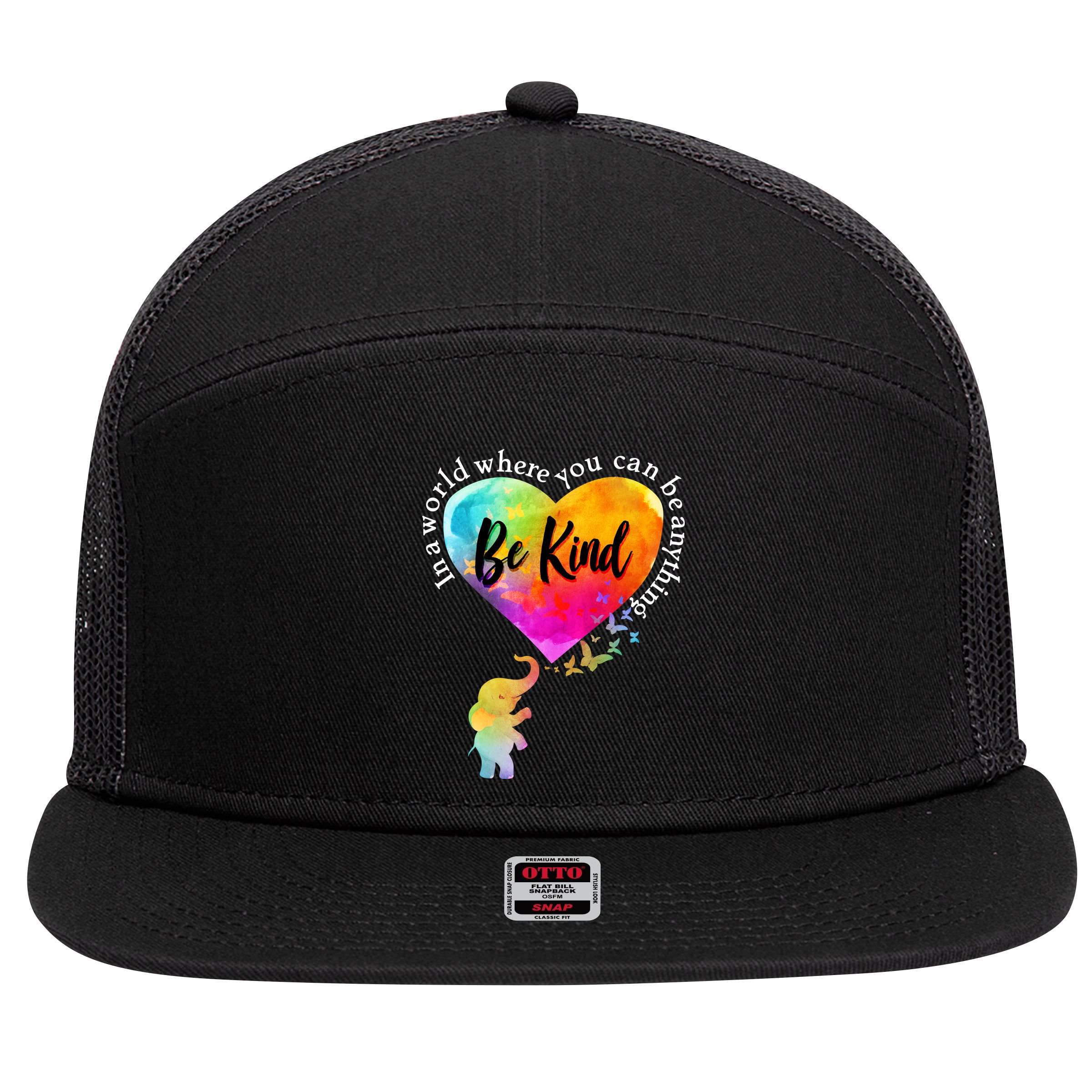 Be Kind Elephant Heart 7 Panel Mesh Trucker Snapback Hat