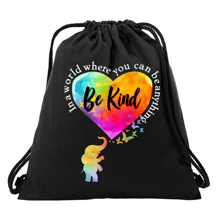 Be Kind Elephant Heart Drawstring Bag