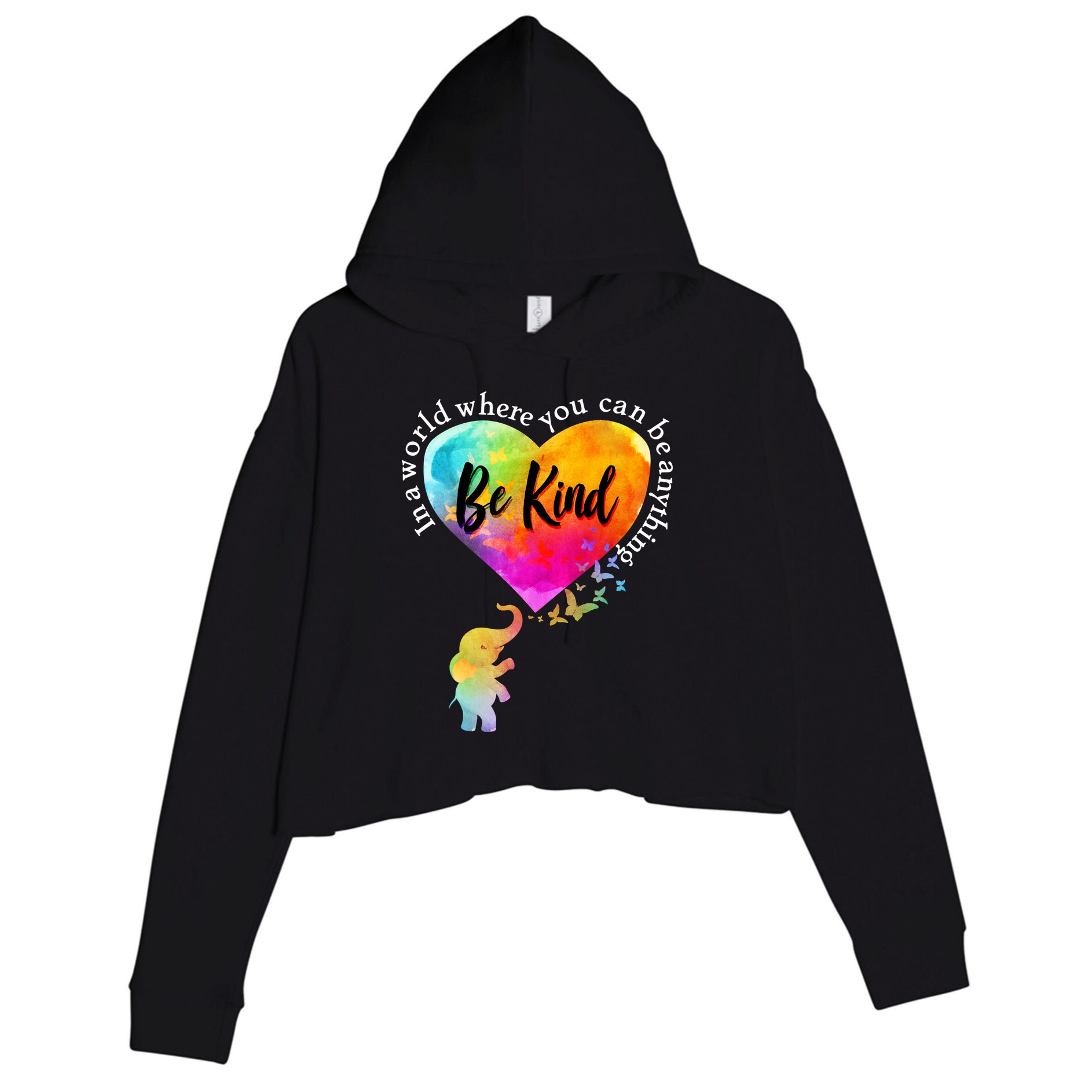 Be Kind Elephant Heart Crop Fleece Hoodie