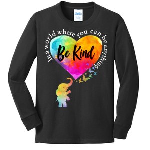 Be Kind Elephant Heart Kids Long Sleeve Shirt