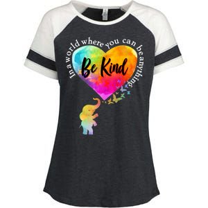 Be Kind Elephant Heart Enza Ladies Jersey Colorblock Tee