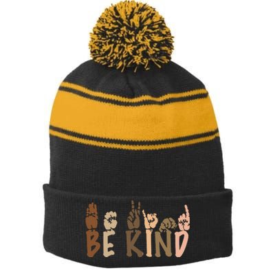 Be Kind Melanin Stripe Pom Pom Beanie