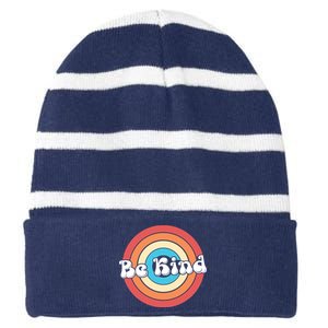 Be Kind Retro Emblem Striped Beanie with Solid Band