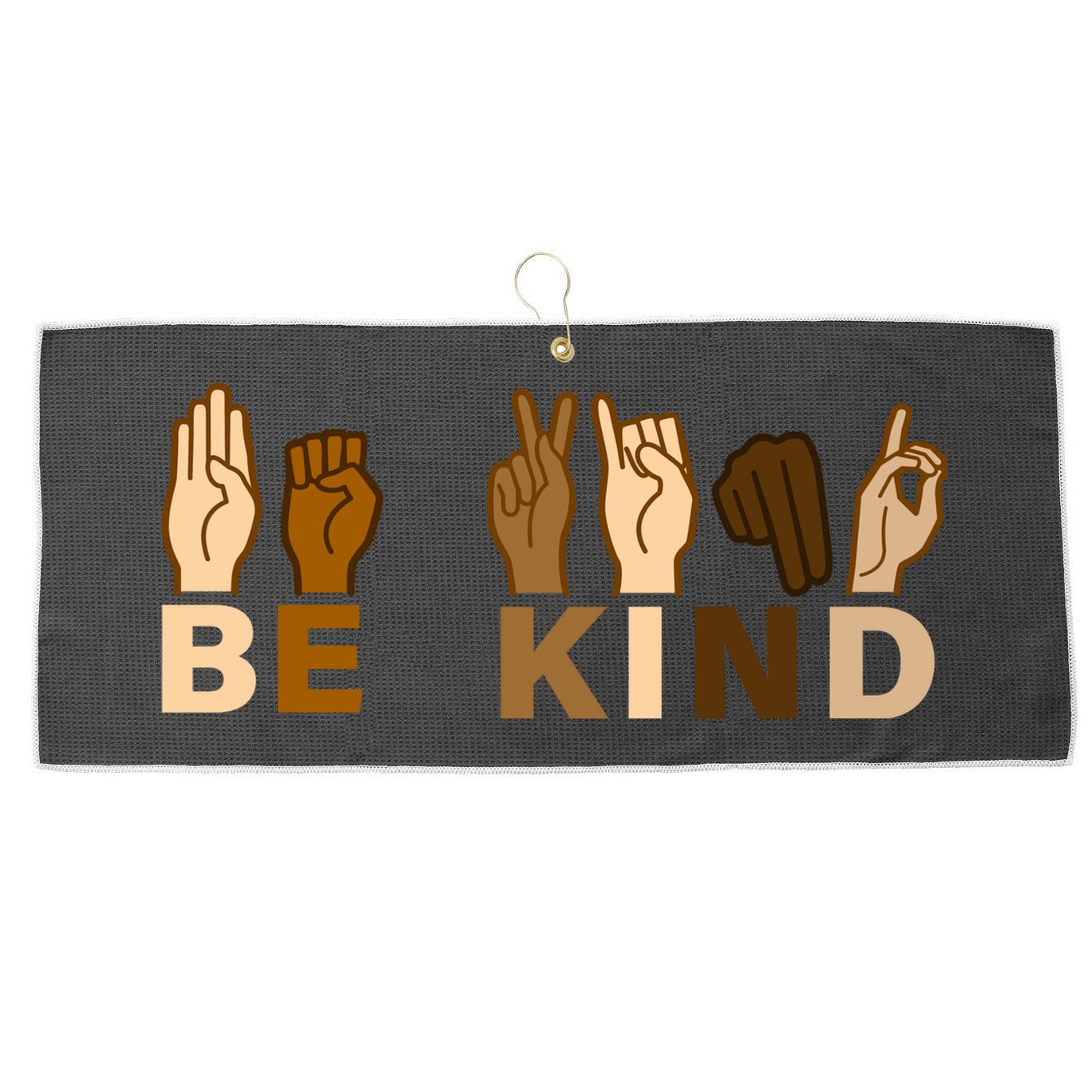 Be Kind Sign Language Large Microfiber Waffle Golf Towel