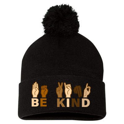 Be Kind Sign Language Pom Pom 12in Knit Beanie