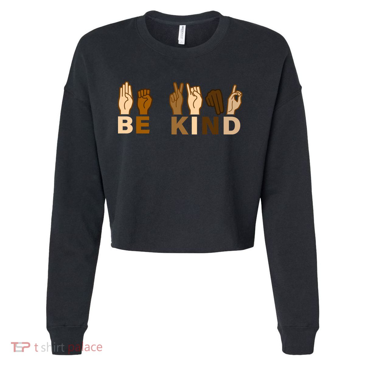 Be Kind Sign Language Cropped Pullover Crew