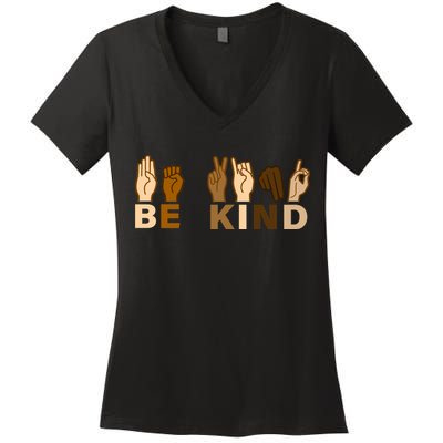 Be Kind Sign Language Women's V-Neck T-Shirt