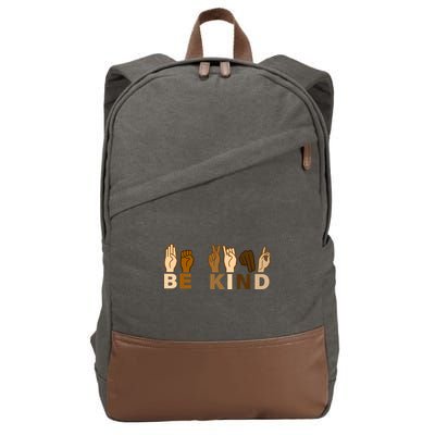 Be Kind Sign Language Cotton Canvas Backpack