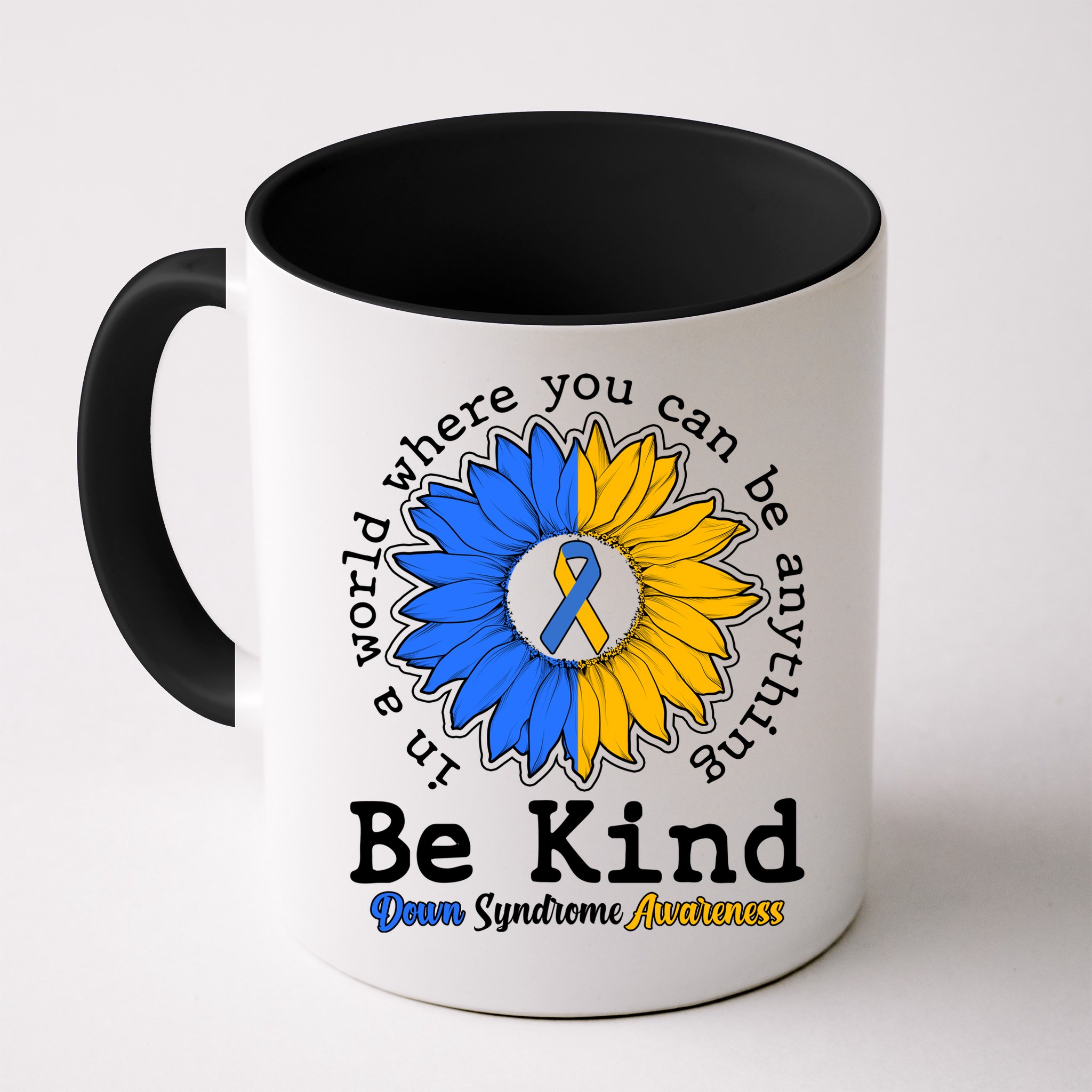 Be Kind Sunflower Ribbon Down Syndrome Awareness Mug