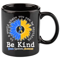 Be Kind Sunflower Ribbon Down Syndrome Awareness 11oz C Handle Ceramic Mug