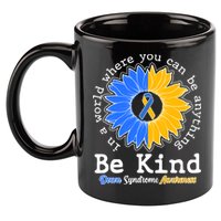 Be Kind Sunflower Ribbon Down Syndrome Awareness 11oz C Handle Ceramic Mug