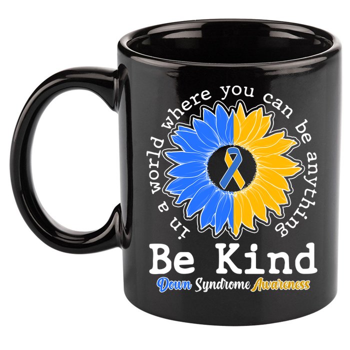 Be Kind Sunflower Ribbon Down Syndrome Awareness 11oz C Handle Ceramic Mug