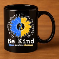 Be Kind Sunflower Ribbon Down Syndrome Awareness 11oz C Handle Ceramic Mug