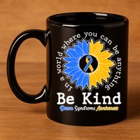 Be Kind Sunflower Ribbon Down Syndrome Awareness 11oz C Handle Ceramic Mug