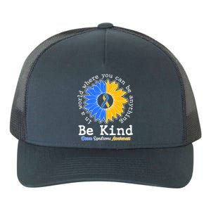 Be Kind Sunflower Ribbon Down Syndrome Awareness Yupoong Adult 5-Panel Trucker Hat