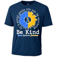 Be Kind Sunflower Ribbon Down Syndrome Awareness Cooling Performance Crew T-Shirt