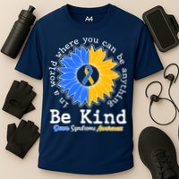 Be Kind Sunflower Ribbon Down Syndrome Awareness Cooling Performance Crew T-Shirt
