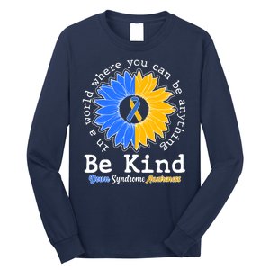 Be Kind Sunflower Ribbon Down Syndrome Awareness Long Sleeve Shirt