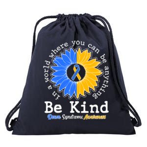 Be Kind Sunflower Ribbon Down Syndrome Awareness Drawstring Bag