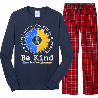 Be Kind Sunflower Ribbon Down Syndrome Awareness Long Sleeve Pajama Set