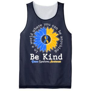 Be Kind Sunflower Ribbon Down Syndrome Awareness Mesh Reversible Basketball Jersey Tank